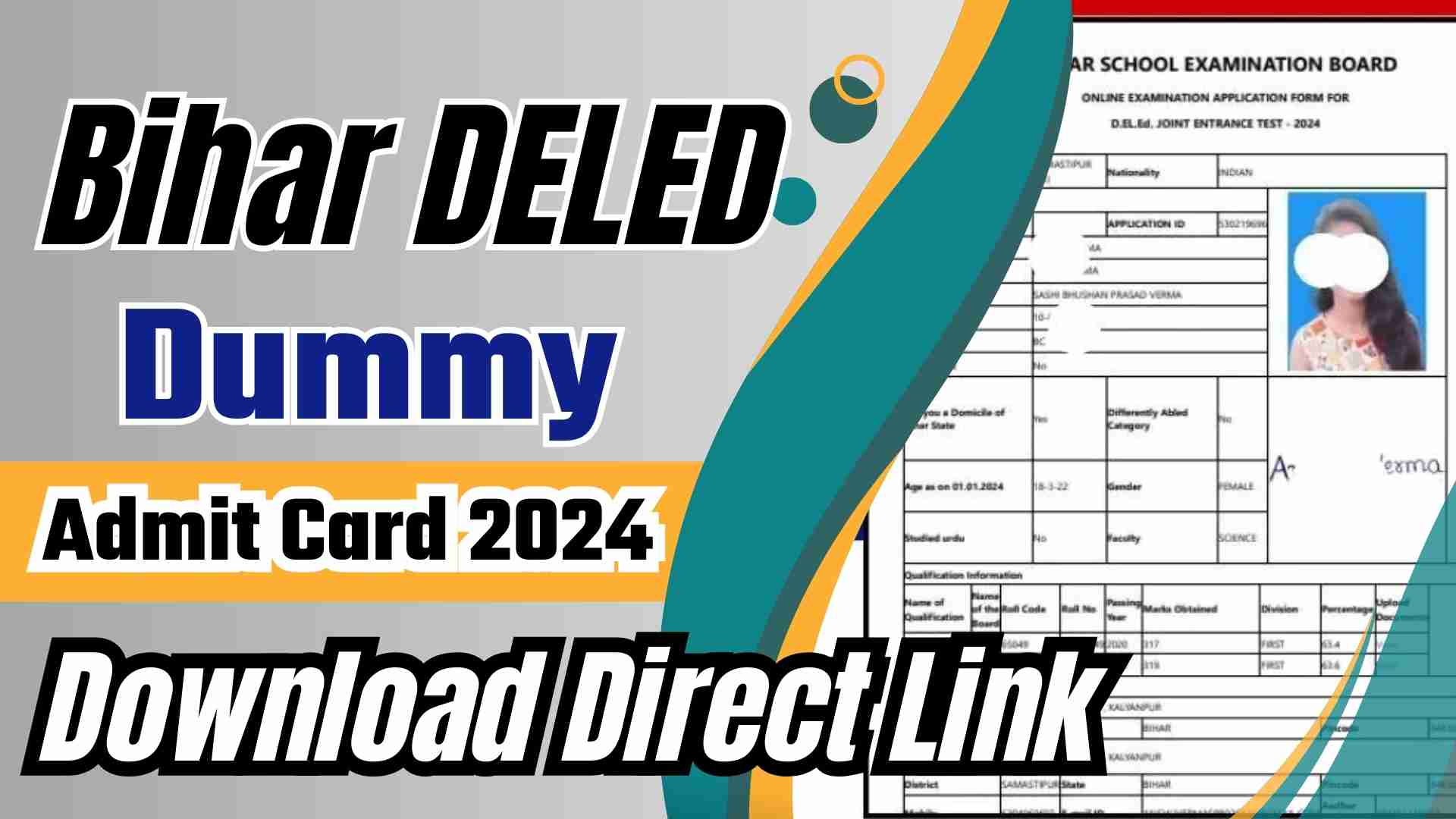 Bihar DELED Dummy Admit Card 2024 Download Direct Link